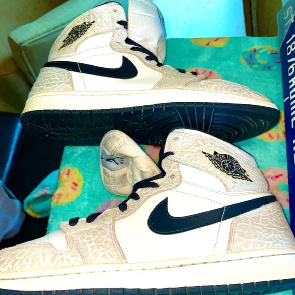 Nike Air Jordan Retro High White Elephant Print /Hat free